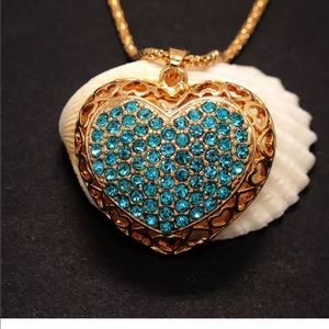 Blue Crystal Heart Necklace